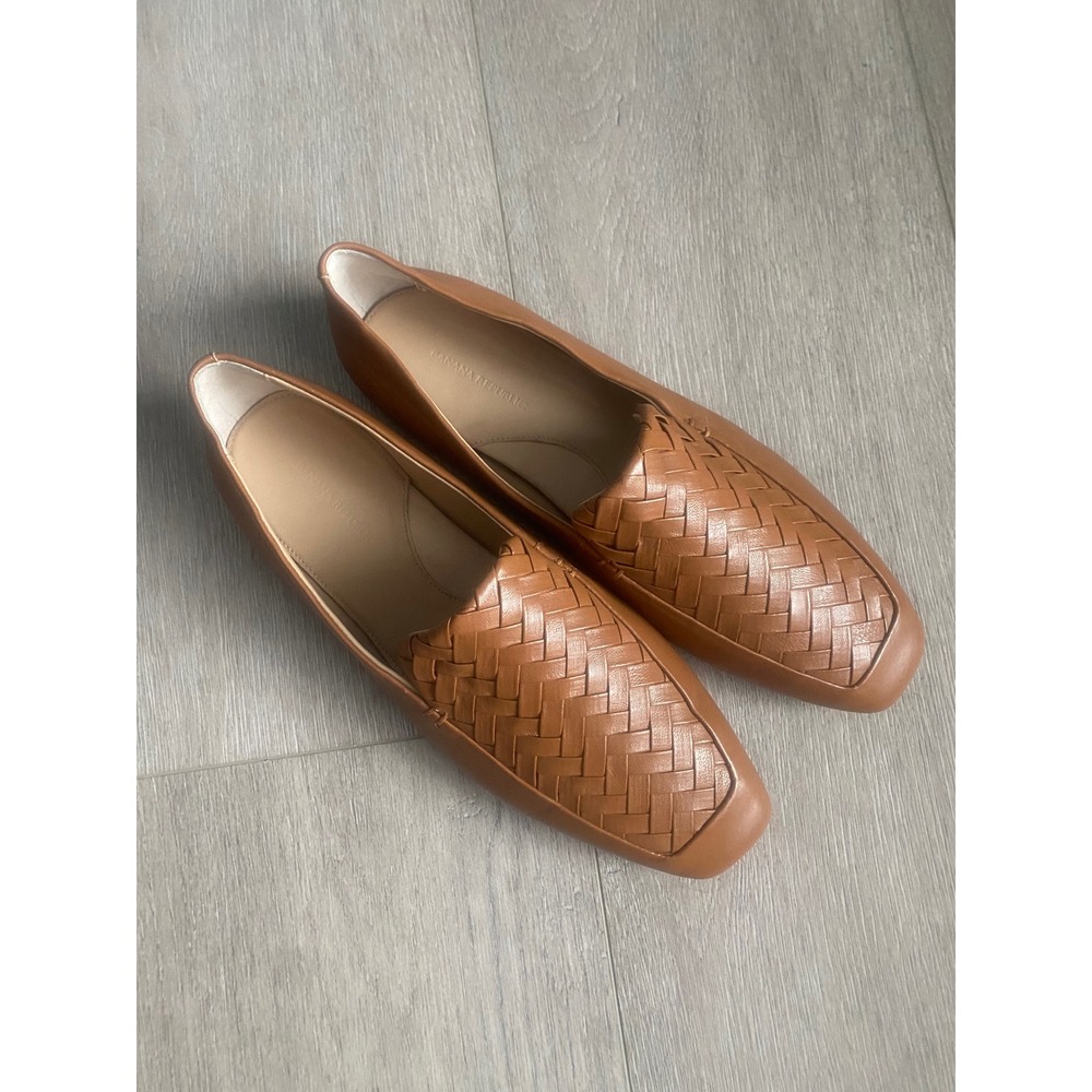 Banana Republic Woven Leather Soft Loafer Caramel Size 9.5‎ NEW